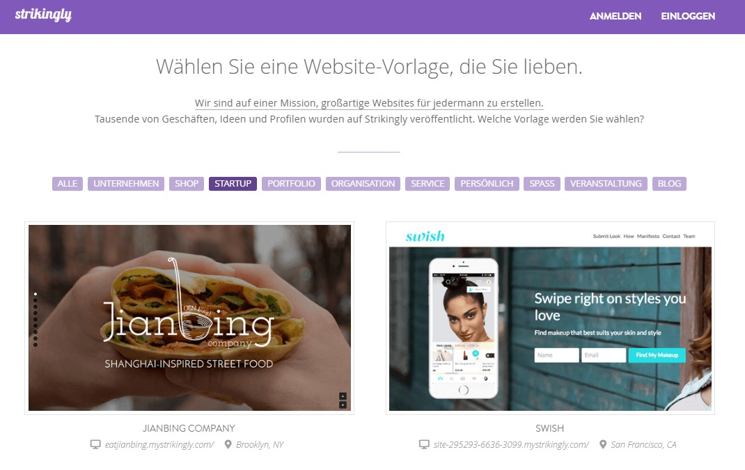 Bild von Strikingly Website Vorlage Bild von Strikingly Website Vorlage